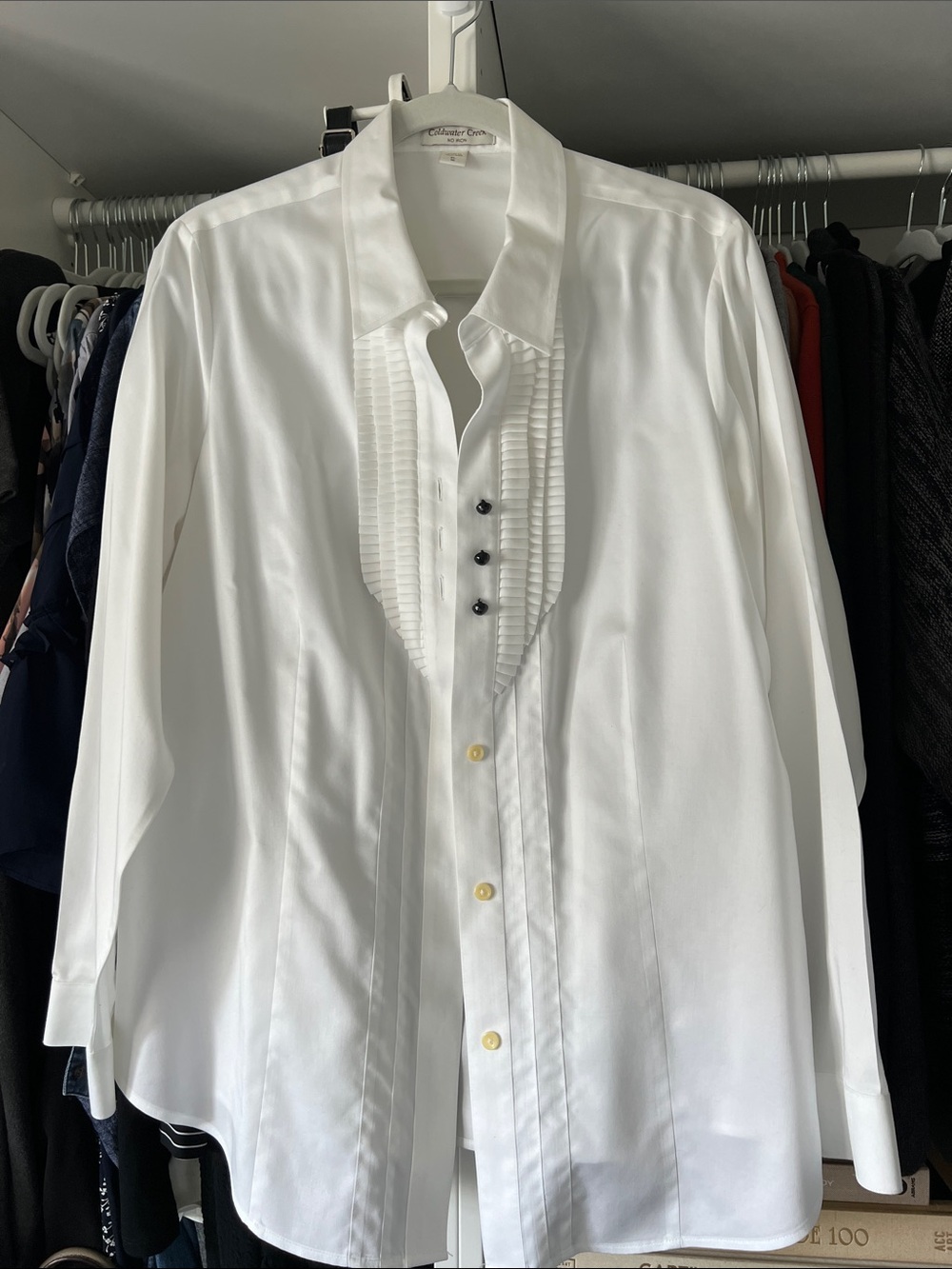 Women's ColdWater Creek White tuxedo blouse XL